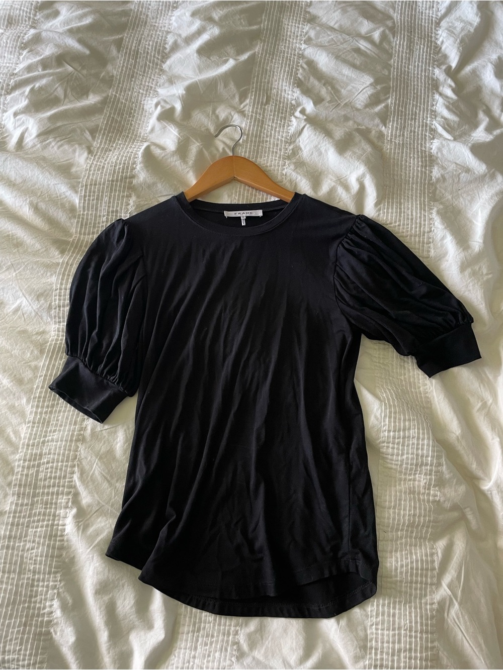 Frame Denim Black Puff Sleeve Tee